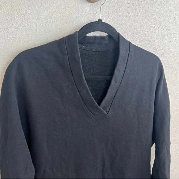 KENZO Sport Sweater Terry Cloth Sweatshirt Dress Black Logo Back V-Neck Small - Picture 4 of 14